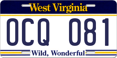 WV license plate OCQ081