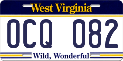 WV license plate OCQ082
