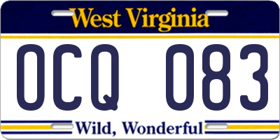 WV license plate OCQ083