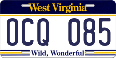 WV license plate OCQ085
