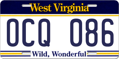 WV license plate OCQ086