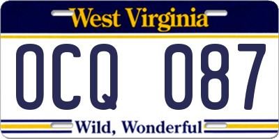 WV license plate OCQ087
