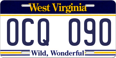 WV license plate OCQ090