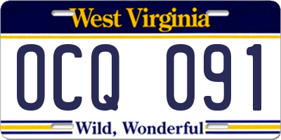WV license plate OCQ091
