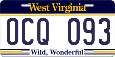 WV license plate OCQ093