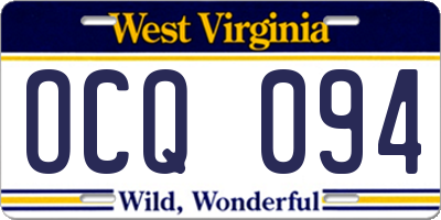 WV license plate OCQ094