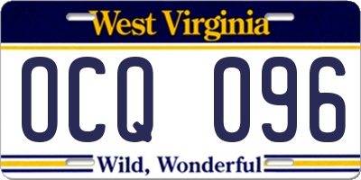 WV license plate OCQ096