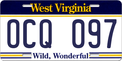 WV license plate OCQ097