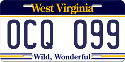 WV license plate OCQ099