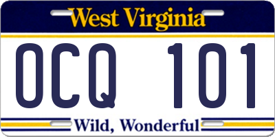 WV license plate OCQ101