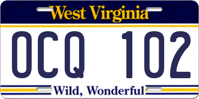 WV license plate OCQ102