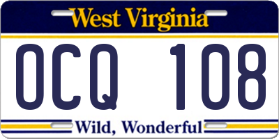 WV license plate OCQ108