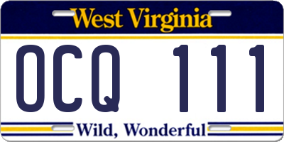 WV license plate OCQ111