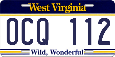 WV license plate OCQ112