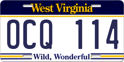 WV license plate OCQ114