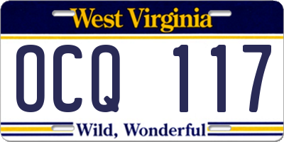 WV license plate OCQ117
