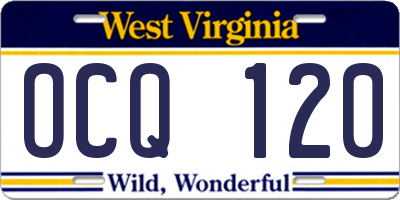 WV license plate OCQ120