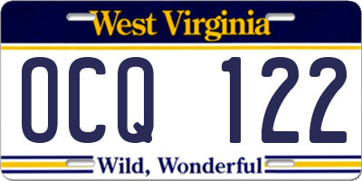 WV license plate OCQ122
