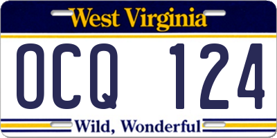 WV license plate OCQ124