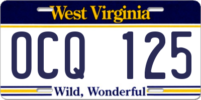 WV license plate OCQ125