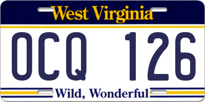 WV license plate OCQ126