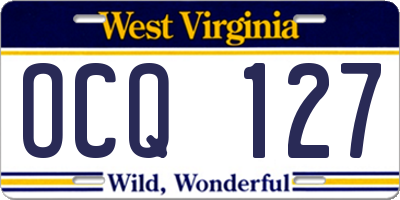 WV license plate OCQ127