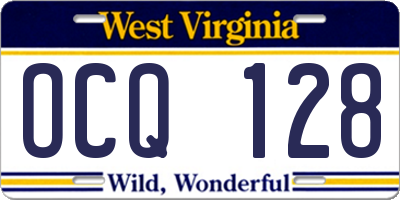 WV license plate OCQ128