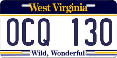 WV license plate OCQ130