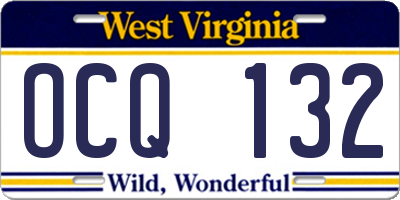 WV license plate OCQ132