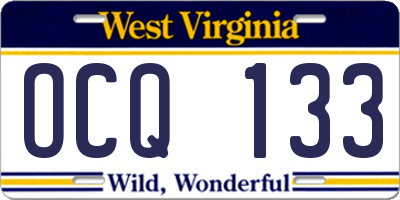 WV license plate OCQ133