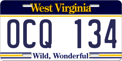 WV license plate OCQ134