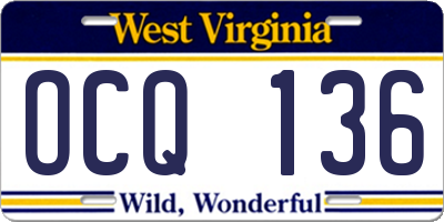WV license plate OCQ136