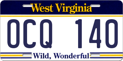WV license plate OCQ140