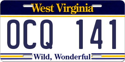 WV license plate OCQ141