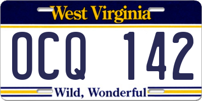 WV license plate OCQ142