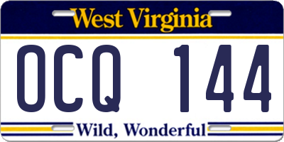 WV license plate OCQ144