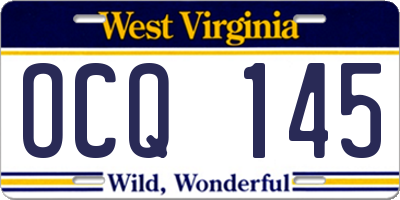WV license plate OCQ145