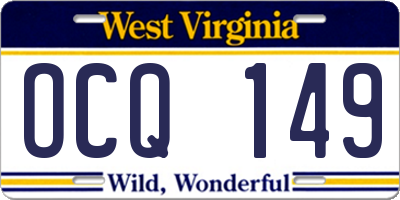 WV license plate OCQ149