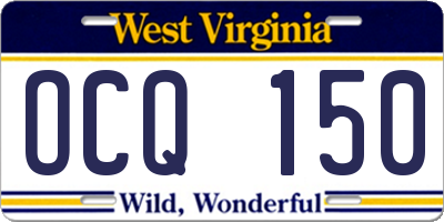 WV license plate OCQ150