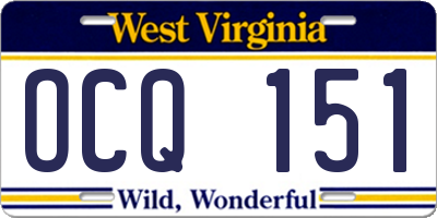 WV license plate OCQ151