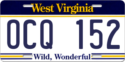 WV license plate OCQ152