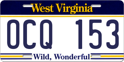 WV license plate OCQ153