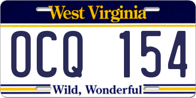 WV license plate OCQ154