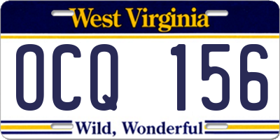 WV license plate OCQ156