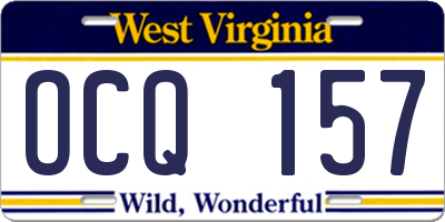 WV license plate OCQ157