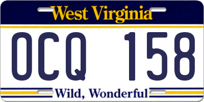 WV license plate OCQ158