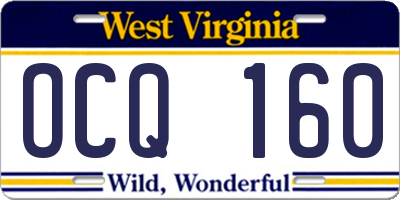 WV license plate OCQ160