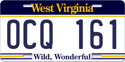 WV license plate OCQ161