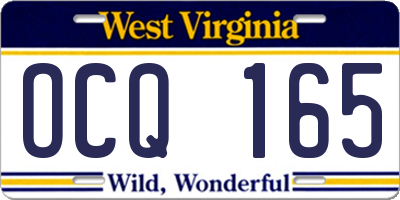 WV license plate OCQ165