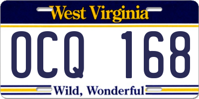 WV license plate OCQ168